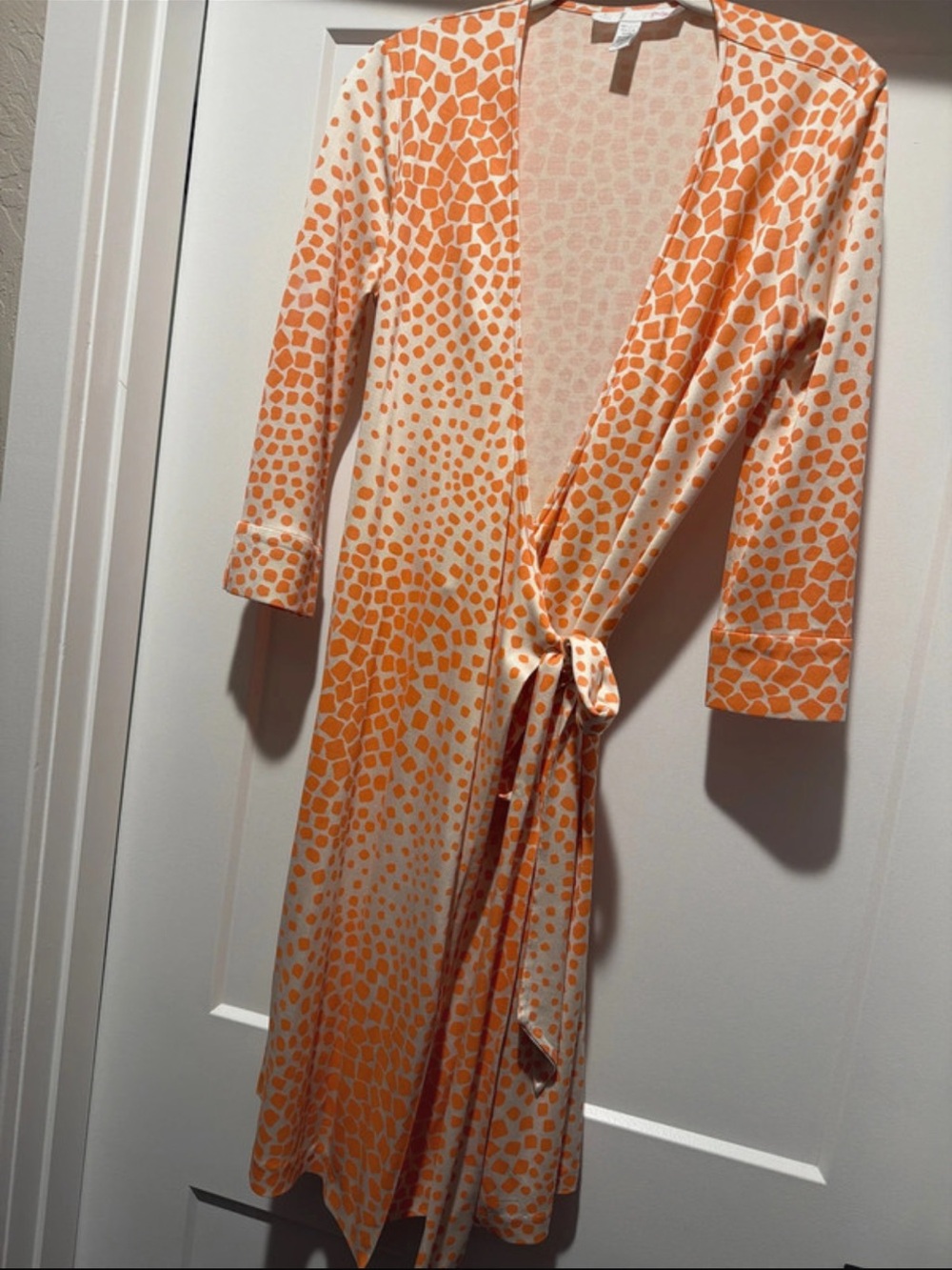 Diane von Furstenberg Vintage Silk Wrap Dress Size 4 Orange & White